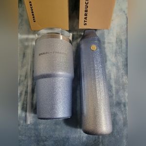 Starbucks x Stanley Glitter Blue Silver Ombre Set